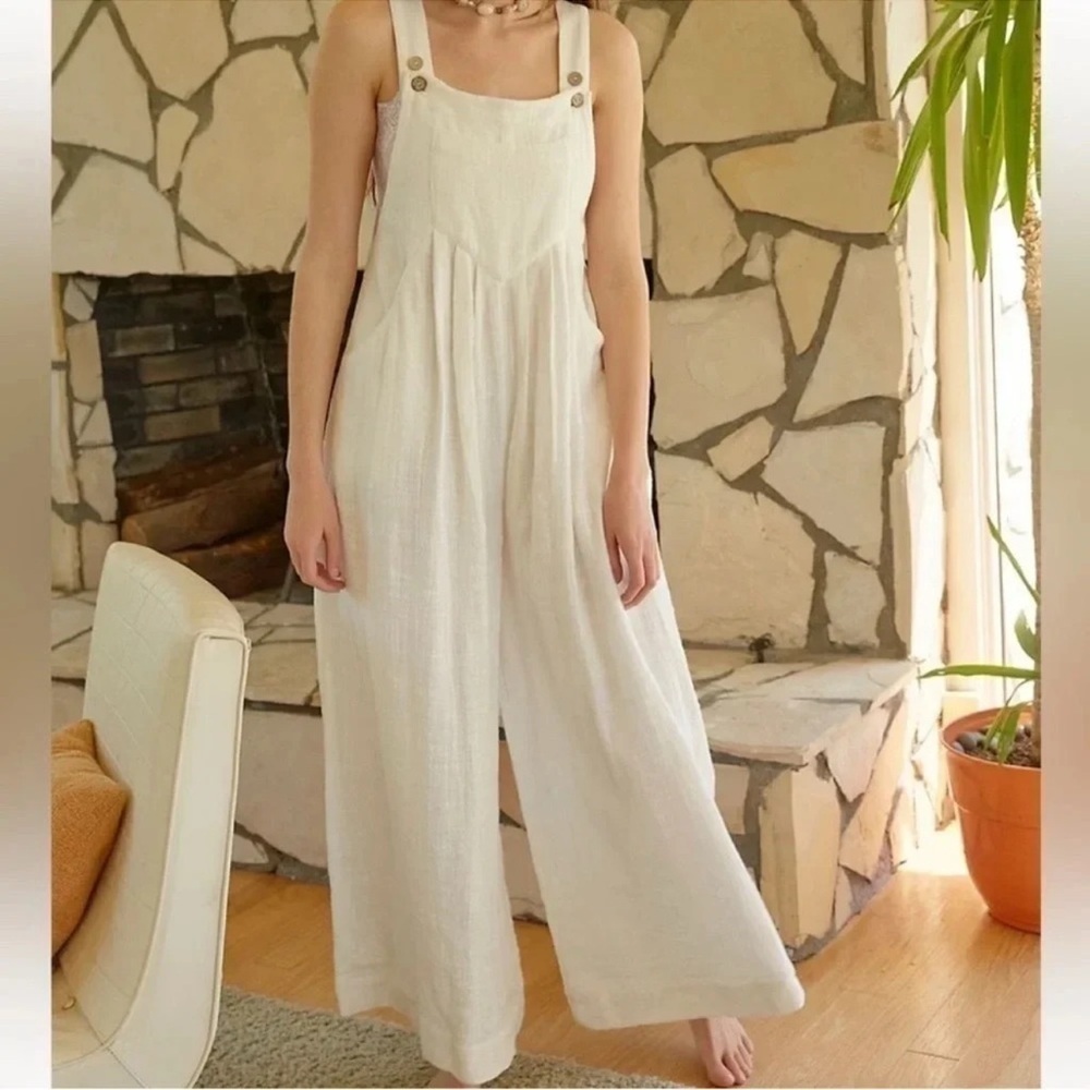 Free People Sun-Drenched Wide-Leg Jumpsuit White Medium